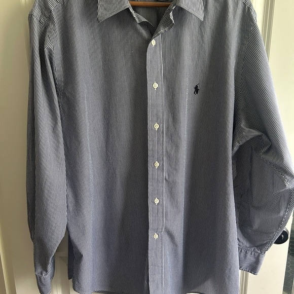 Ralph Lauren Other - EUC Polo Ralph Lauren Navy and White Striped Shirt 17.5 neck. 100% cotton